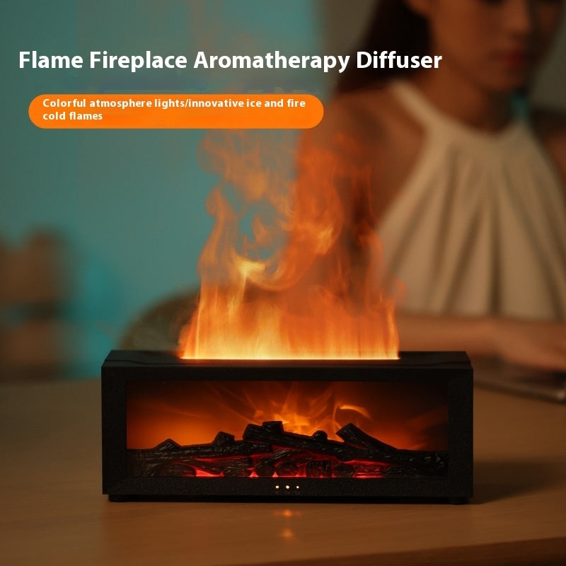 3D Flame Aromatherapy Essential Oil Diffuser – Large Fog Volume & Colorful Humidifier