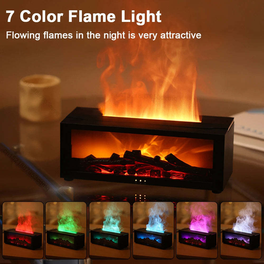 3D Flame Aromatherapy Essential Oil Diffuser – Large Fog Volume & Colorful Humidifier