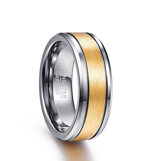 Wedding Band - Gold Brushed Tungsten Carbide