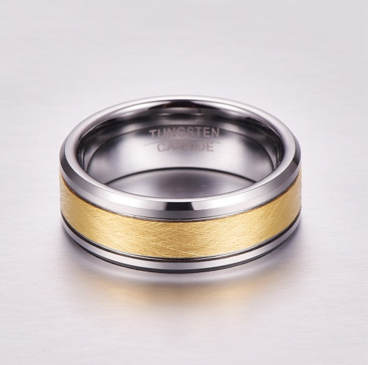 Wedding Band - Gold Brushed Tungsten Carbide