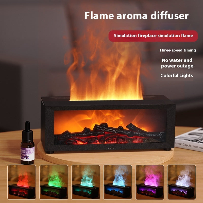 3D Flame Aromatherapy Essential Oil Diffuser – Large Fog Volume & Colorful Humidifier