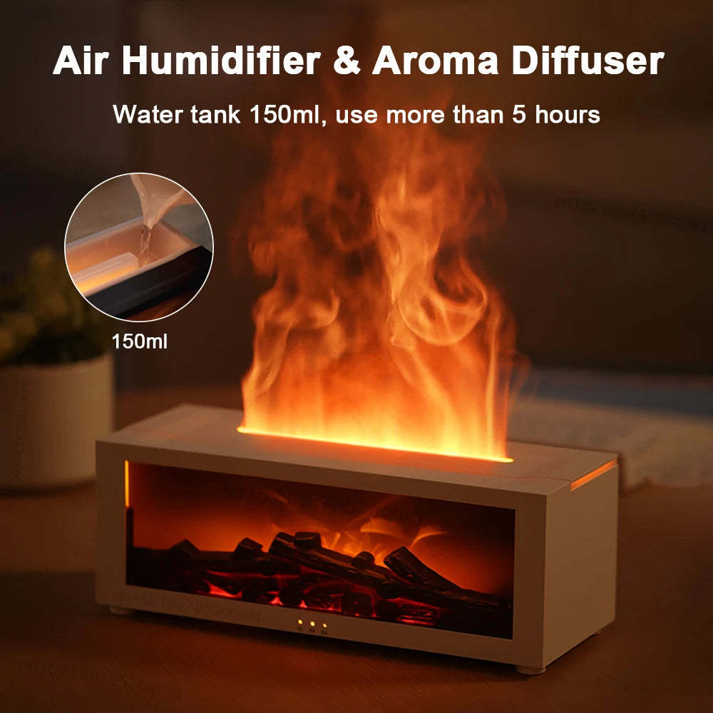 3D Flame Aromatherapy Essential Oil Diffuser – Large Fog Volume & Colorful Humidifier