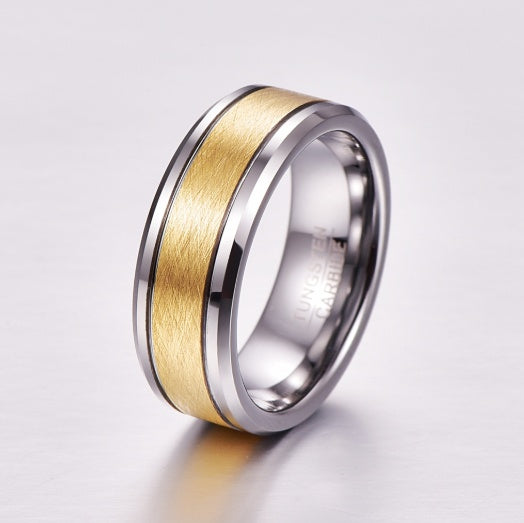 Wedding Band - Gold Brushed Tungsten Carbide