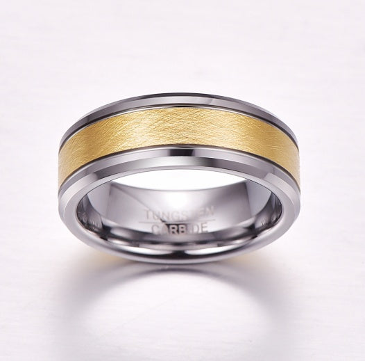 Wedding Band - Gold Brushed Tungsten Carbide