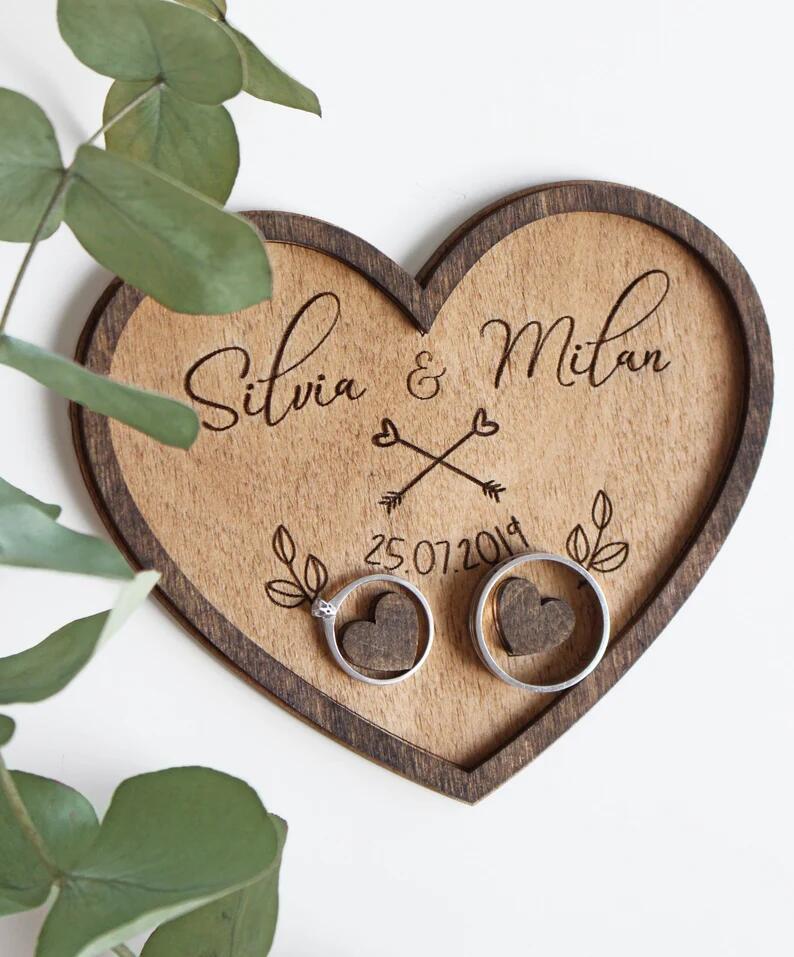 Personalized Wooden Wedding Ring Holder