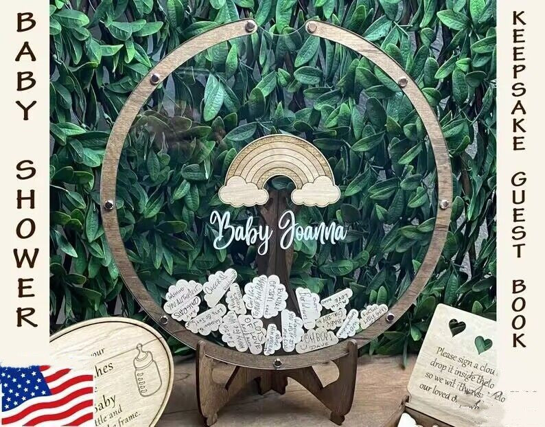 Wedding & Birthday Party Signature Frame – Wood Chip Guest Book Decoration