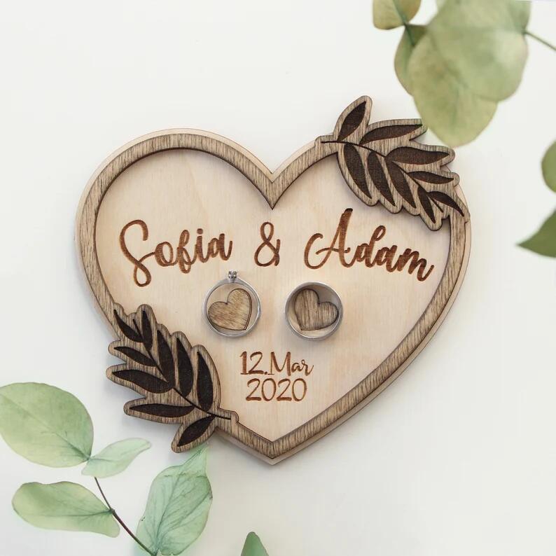 Personalized Wooden Wedding Ring Holder